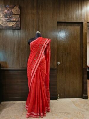 Designer kunbi red saree (Variant 1)