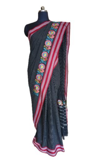 Designer kunbi black saree (Variant 3)