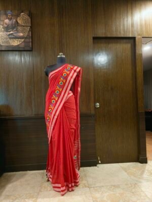 Designer kunbi red saree (Variant 2)